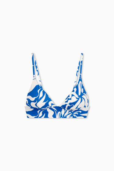 Damen - Bikini-Top - wattiert - LYCRA® XTRA LIFE™ - gemustert - blau / weiß