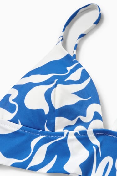 Kobiety - Góra od bikini - wyściełana - LYCRA® XTRA LIFE™ - ze wzorem - niebieski / biały