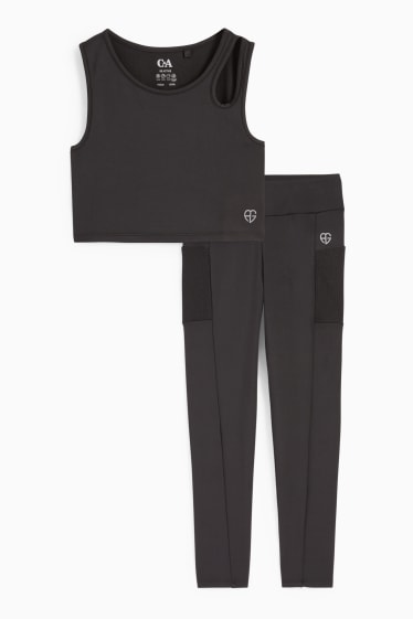Niños - Conjunto - top y leggings funcionales - 2 piezas - negro