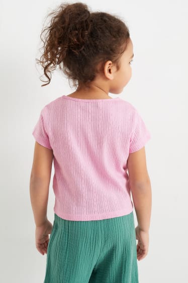 Copii - Floare - tricou cu mânecă scurtă cu nod - roz