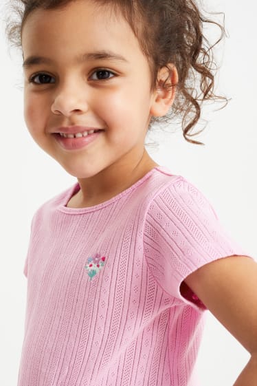 Dzieci - Kwiat - koszulka z krótkim rękawem z supełkiem - różowy