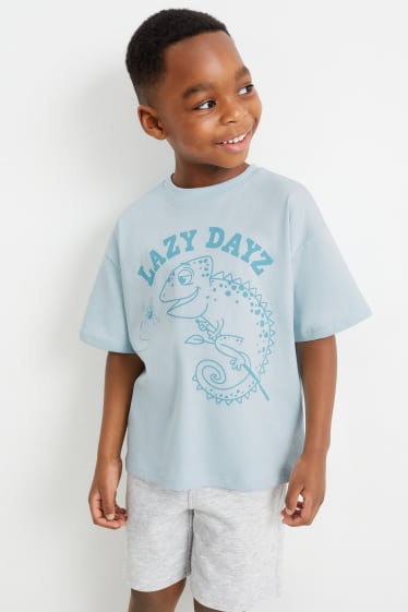 Dětské - Motiv chameleona - tričko s krátkým rukávem - světle modrá
