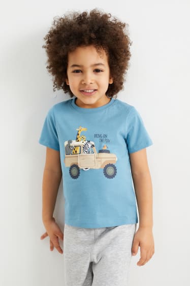 Kinder - Multipack 5er - Safari - Kurzarmshirt - blau