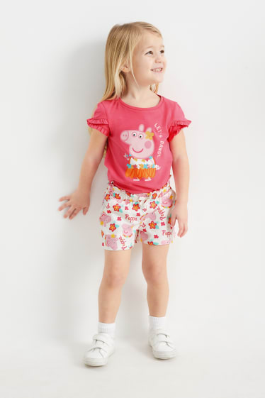 Bambini - Peppa Pig - set - t-shirt e shorts - 2 pezzi - fucsia