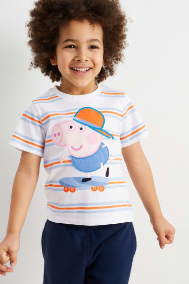Niños - Peppa Pig - camiseta de manga corta - de rayas - blanco