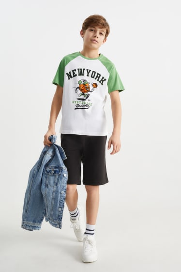 Children - Basketball - set - short sleeve T-shirt and sweat shorts - 2 piece - white