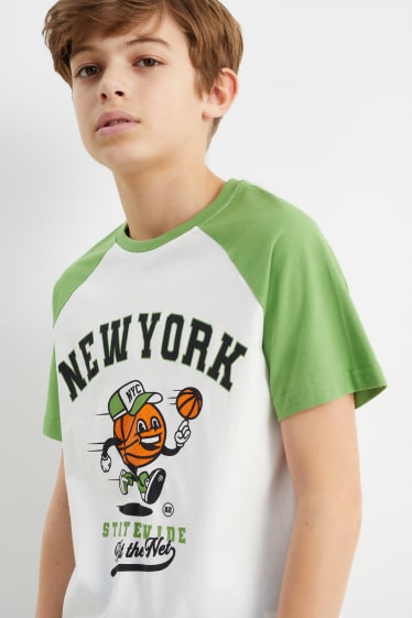 Dzieci - Koszykówka - komplet - koszulka z krótkim rękawem i szorty dresowe - 2 części - biały