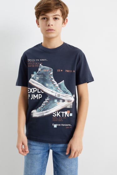 Kinder - Multipack 3er - Parkour und Sneaker - Kurzarmshirt - blau
