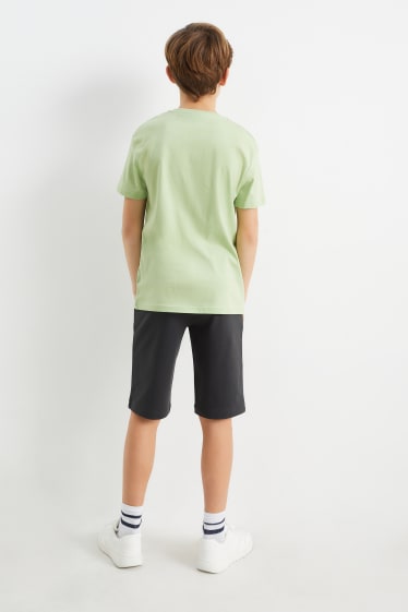 Bambini - Tigre - set - t-shirt e shorts in felpa - 2 pezzi - verde chiaro