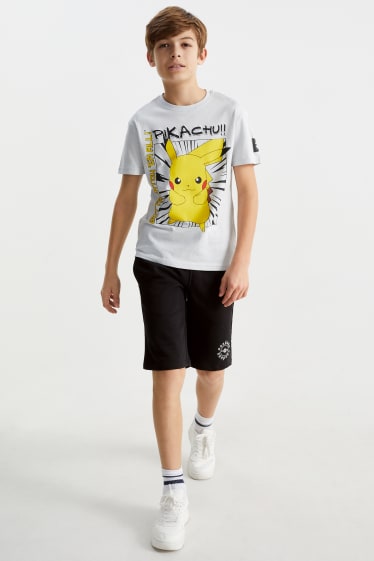 Kinder - Pokémon - Set - Kurzarmshirt und Sweatshorts - 2 teilig - weiß / gelb
