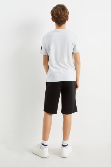 Children - Pokémon - set - short sleeve T-shirt and sweat shorts - 2 piece - white / yellow