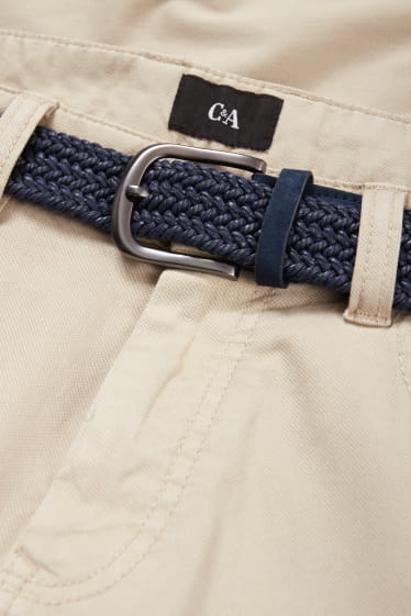 Hommes - Pantalon avec ceinture - regular fit - beige