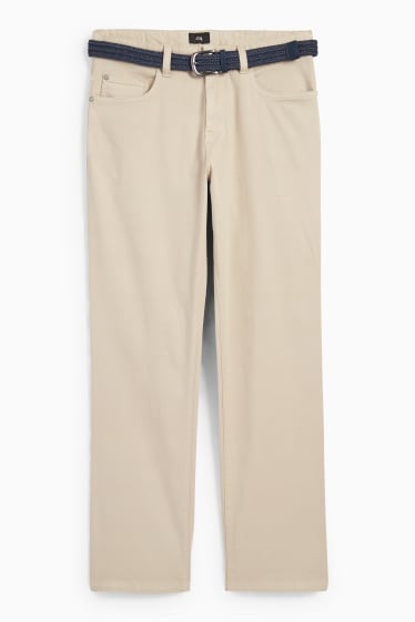 Men - Trousers with belt - regular fit - beige