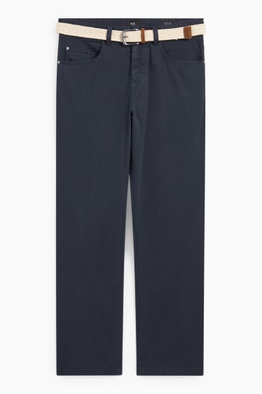 Mężczyźni - Spodnie z paskiem - regular fit - ciemnoniebieski