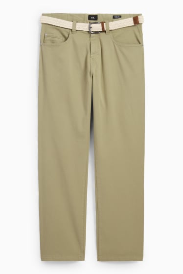 Hombre - Pantalón con cinturón - regular fit - verde