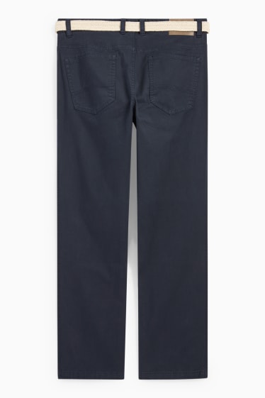 Hombre - Pantalón con cinturón - regular fit - azul oscuro