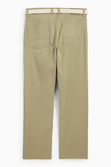 Hommes - Pantalon avec ceinture - regular fit - vert