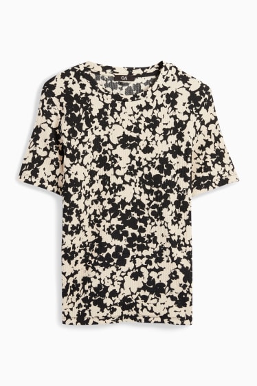 Women - T-shirt - floral - black / beige