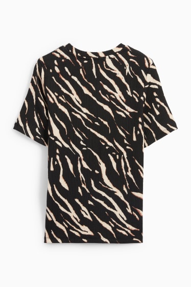 Dames - T-shirt - met patroon - zwart / beige