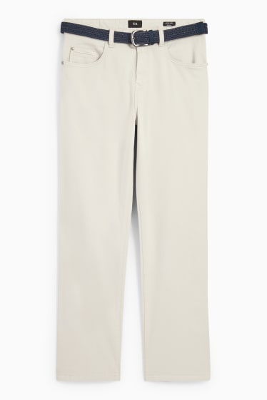 Hommes - Pantalon avec ceinture - regular fit - blanc crème