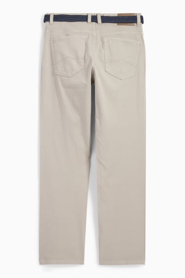 Hommes - Pantalon avec ceinture - regular fit - beige clair