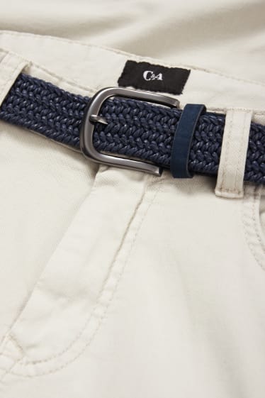 Hommes - Pantalon avec ceinture - regular fit - blanc crème
