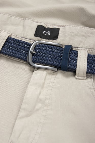 Pánské - Kalhoty s páskem - regular fit - světle béžová