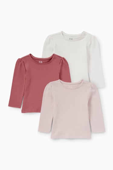 Babies - Multipack of 3 - baby long sleeve top - white / rose
