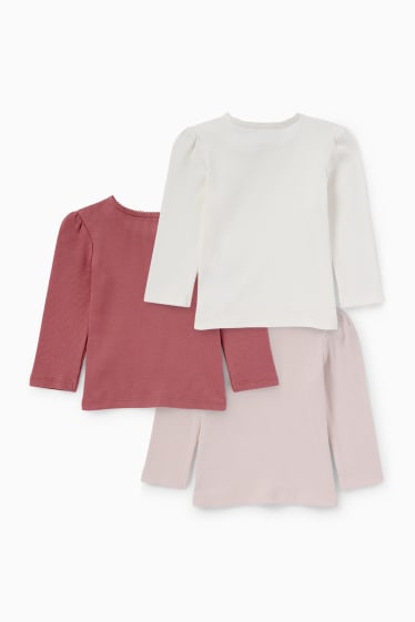 Neonati - Confezione da 3 - maglia a maniche lunghe neonati - bianco / rosa