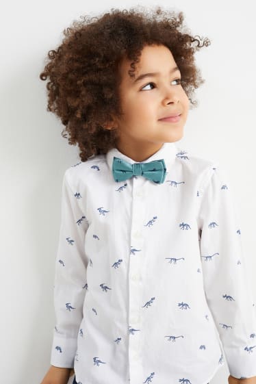 Children - Dinosaur - bow tie - patterned - petrol