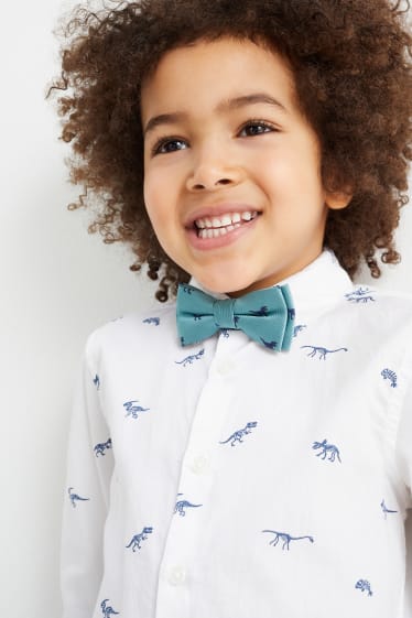 Children - Dinosaur - bow tie - patterned - petrol