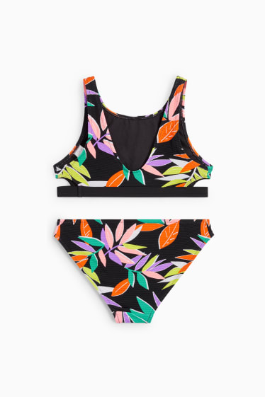 Enfants - Feuilles - bikini - LYCRA® XTRA LIFE™ - 2 pièces - noir