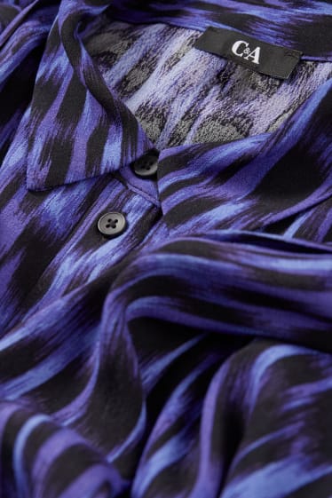 Damen - Viskose-Blusenkleid - gemustert - lila