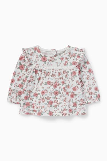 Baby: meisjes - Bloemetjes - baby-outfit - 3-delig - roze
