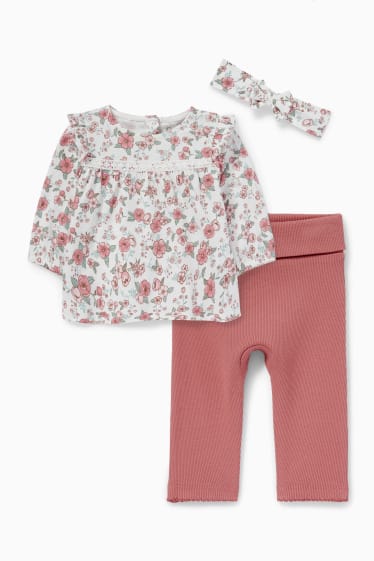 Bebés - Florecillas - conjunto para bebé - 3 piezas - rosa