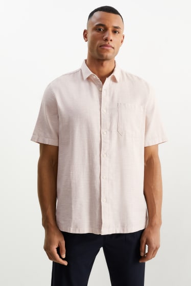 Men - Shirt - regular fit - Kent collar - light beige