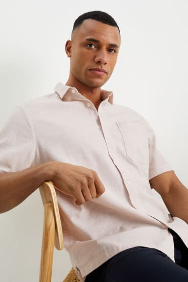 Men - Shirt - regular fit - Kent collar - light beige