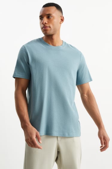 Heren - T-shirt - met structuur - turquoise