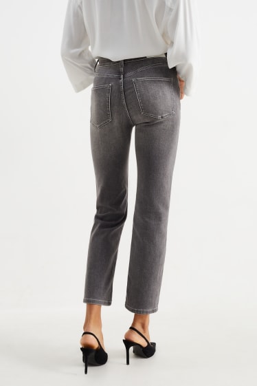Kobiety - Straight jeans - wysoki stan - dżins-szary