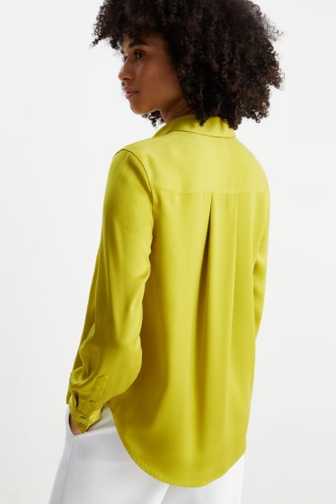 Dames - Satijnen blouse - geel