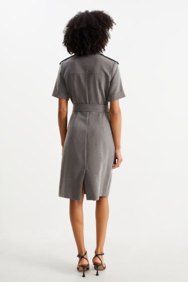 Damen - Cargokleid mit Gürtel - grau