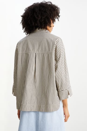 Women - Blouse - striped - gray / beige