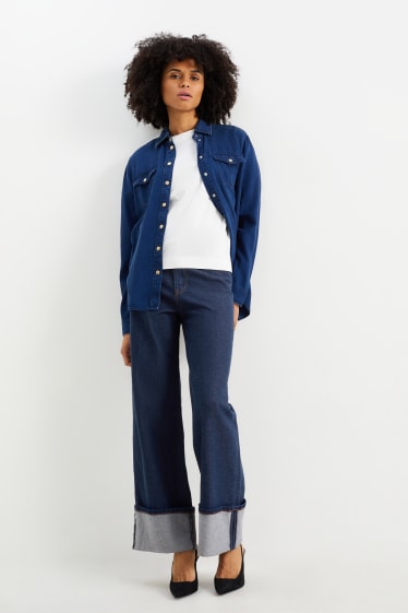 Donna - Jeans a gamba ampia - vita alta - LYCRA® - jeans blu scuro