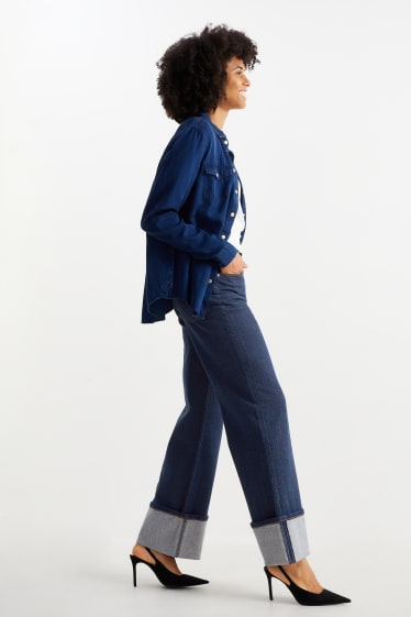 Women - Wide leg jeans - high-rise waist- LYCRA® - denim-dark blue