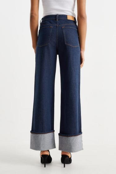 Dames - Wide leg jeans - high waist - LYCRA® - jeansdonkerblauw