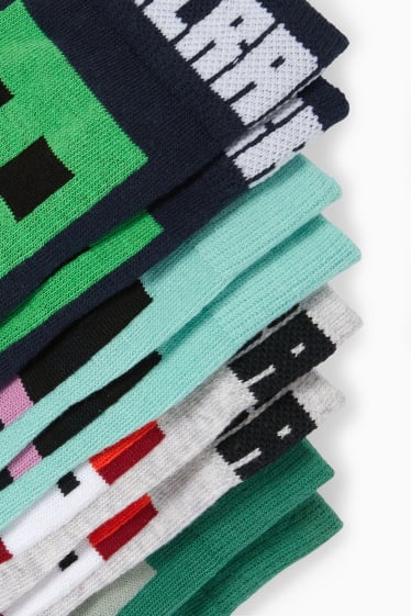 Enfants - Lot de 4 paires - Minecraft - chaussettes à motif - vert