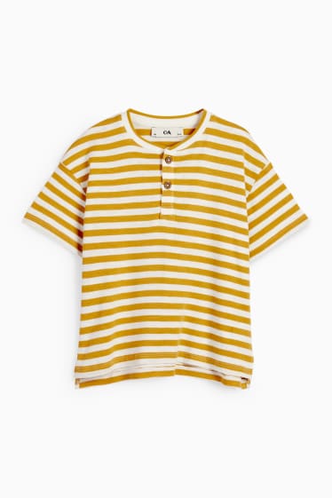 Dětské - Tričko s krátkým rukávem - pruhované - žlutá