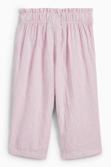 Dětské - Plátěné kalhoty - lněná směs - pruhované - růžová