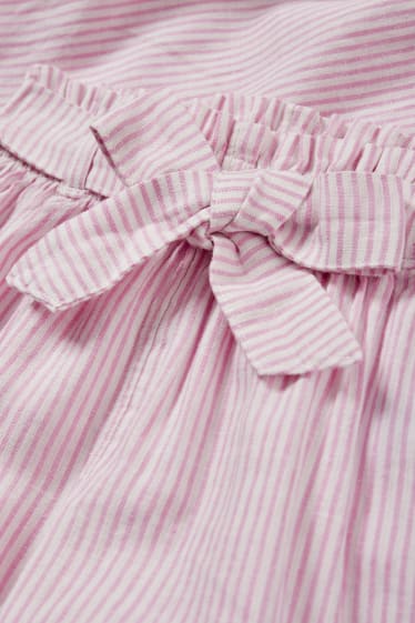Niños - Pantalón de tela - mezcla de lino - de rayas - rosa