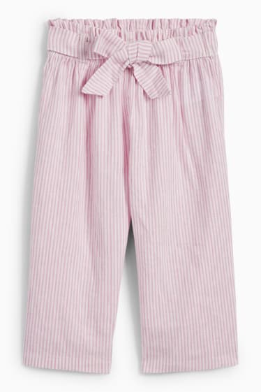 Niños - Pantalón de tela - mezcla de lino - de rayas - rosa